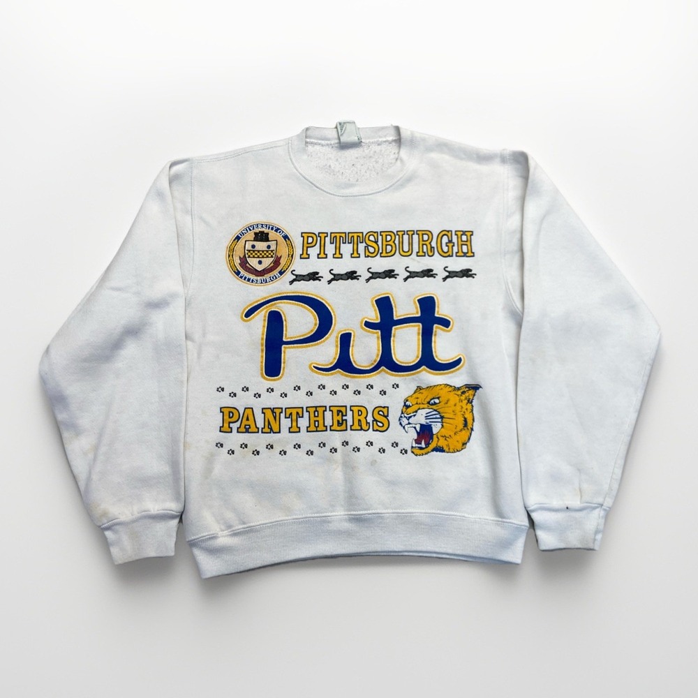 Pittsburgh Panthers Sweatshirt Womens S Pitt University Crewneck Vtg NCAA 80s